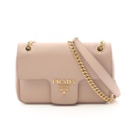 【二手】Prada PRADA 單肩包，翻蓋款，粉紅米色，Saffiano 皮革，鏈條肩帶，女士，二手 B