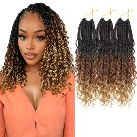 14 Inch Goddess Box Braids Crochet Hair for Black Women 3 Packs Crochet Box Braids Pre-looped Boho B