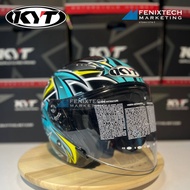 KYT Helmet- Casco KYT Hellcat Bike In Black/Aqua Blue 100% original
