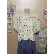 Women's loose beige polka dot shirt size m a42