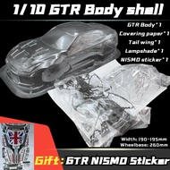 Nissan GTR R35 NISMO 1/10 1:10 PVC Transparent clean no painted 260mm Width 190mm Wheelbshell with L
