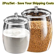 2PCS/SET Airtight Plastic Container Large Capacity Transparent Leakproof Jar Spices Kitchen Storage