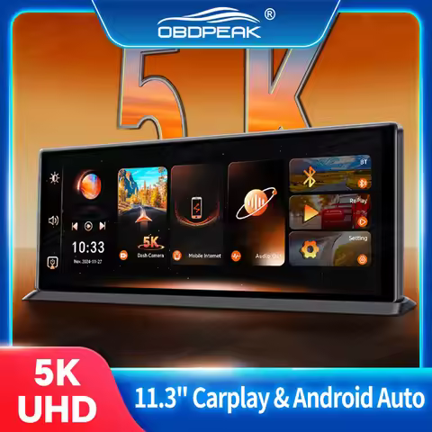 K8 Pro Car Dvr Camera 5K 11.3" Dash Cam GPS Navigation Wireless CarPlay Android Auto Night Vision AU