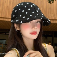 WMES1 Polka Dot Beret, Y2k Thin Forward Cap, Fashion Korean Style Visor Cotton Newsboy Cap Spring