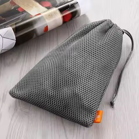Multi-Functional Drawstring Storage Bag Nylon Drawstring Pocket Pouch Bag Mesh Phone Data Cable Char