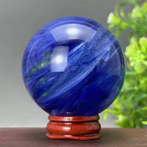 Smelted Quartz Ball Blue Molten Stone Crystal Ball Feng Shui Home Furnishings Aura Healing Meditatio