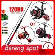Reel Fishing Rod Set Combo Barang Mancing Set Joran Pancing Jigging Spinning Casting Set bc