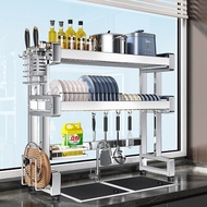 Stainless Steel Kitchen Sink Shelf Dish Storage Above the Sink Multifunctional Countertop Dish Drain