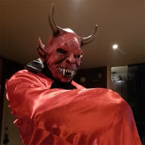 Halloween Horror Demon Mask Bull Devil Horn Antler Animal Head Mask