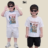 Set of short-sleeved beach outings for boys with Houd blouse and khaki shorts from 9 to 28kg SIRI T1