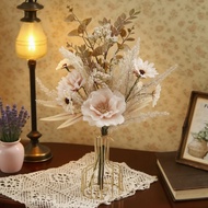 Artificial Coral Mixed Flower Bouquet: Anemone, Poppy, Anemone, Daisy, Eucalyptus, Milan Fruit - Cen