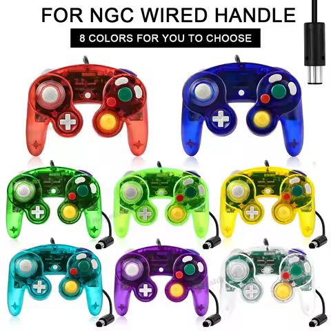 8 Colors Transparent For NGC Wired Game Controller For GameCube NGC Classic Joystick Retro Game Hand