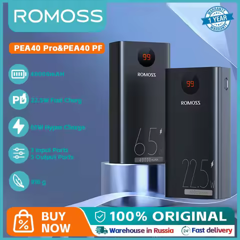 ROMOSS Powerful Power Bank 40000 mAh 65W / 22.5W Type C Fast Charging 40000mAh External Battery For