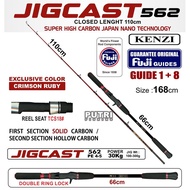 Joran KENZI JIGCAST 562 Baitcasting Jigging Power Up To 35Kg Full Fuji Guides Double Ring Lock Reel 