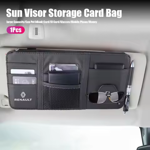Car Sun Visor Organizer Multi-Pocket For Renault Clio Sandero Captur Megane R5 4 E-tech Scenic Austr