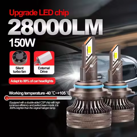 TEENRAM 2PCS 6500K White Upgrade H1 H7 H11/H8 9005/HB3 9006/HB4 H4/HB2 LED Headlights 28000LM Super 