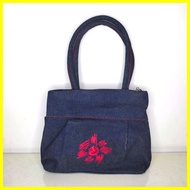 Tas Tangan Hand Bag Fashion Wanita Denim Jeans Canvas Kecil Elizabeth