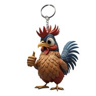 【Clementty】 Creative Animal Chicken Rooster Series Pendant Acrylic Keychain For Christmas Tree Decoration Car Key Ring Cock Key Holder