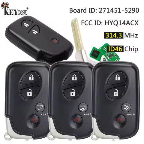 KEYECU 314.3MHz HYQ14ACX Board: 271451-5290 Smart Card Remote Key Fob for Lexus RX350 RX450h CT200h 