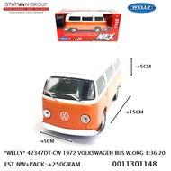 WELLY 42347DT-CW 1972 VOLKSWAGEN BUS WHITE ORANGE 1-36 20 DIECAST