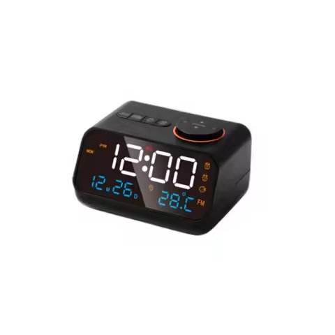 Adjustable Volume FM Radio LED Alarm Clock USB Charging Thermometer Small Digital Clock Connectable 