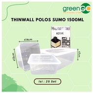 THINWALL SUMO 1500ML 25 SET TUTUP MICROWAVE SAFE FREEZER SAFE TAHAN PANAS KOTAK MAKAN SUMO TRANSPARA