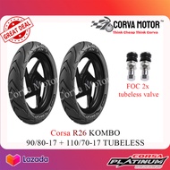 TAYAR KOMBO CORSA TUBELESS TYRE R26 90/80-17 + 110/70-17 FOR SYM VF3i 185 HONDA RS150 RS150RYAMAHA F