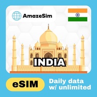 AmazeSim INDIA eSIM 3-10 Days Daily High speed 5G data 1-2 GB Unlimited 128kpbs | 24H email Delivery