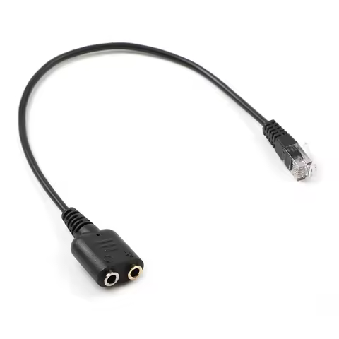 20cm RJ11 Male To Dual 3.5mm Female Plug Headset Jack Phone Audio Adapter Cable For PC Computer Head