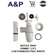 BOTTLE TRAP 32MM(1 1/4") C/W STAINLESS STEEL WASTE