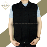 Baju Rompi Pria Casual Kerah Bahan Kanvas Polos Anti Angin Dewasa Anak Jaket Motor Tactical Outdoor