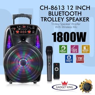 Avcrowns Bluetooth Trolley Speaker 1800W With Wireless Mic CH-8613