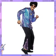 70s Disco Outfit for Men 70s Costume with Retro Shirt Bell Bottom Pants Halloween Cosplay Costume