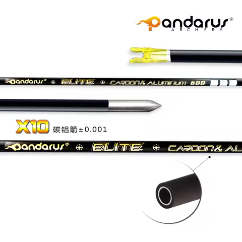 6/12pcs Pandarus ELITE ID3.2mm X10 Carbon Aluminum Gold Logo Arrow Shaft Spine350-1000 Competition A