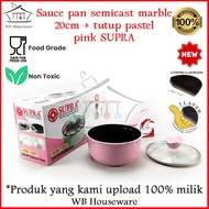 Supra milk pan pastel Pink sauce pan 20cm + glass lid inner pan/
