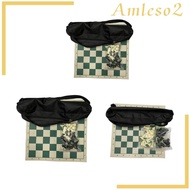 [Amleso2] Portable Chess Set with Storage Bag Deluxe Chess Set Combination for Outdoor