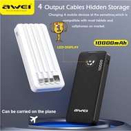 Awei P133K 10000mAh 2.1A / P134k 20000mAh 2.1A Charging Mobile Power Bank With Cables VIPFAN F10 Powerbank 1W 4-in-1
