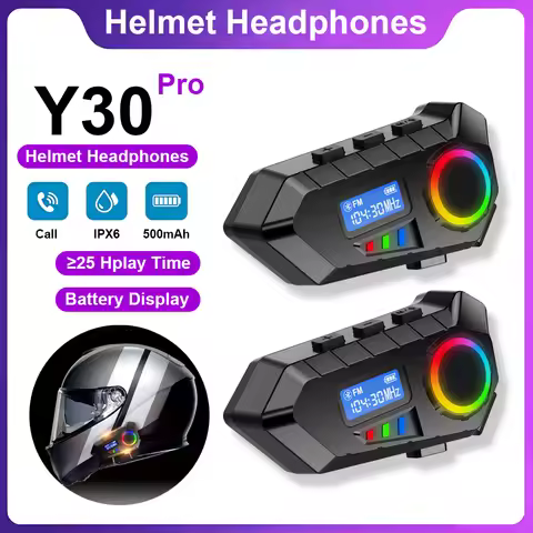 Y30 Motorcycle Helmet Headset With FM Radio Function Bluetooth Stereo For Moto Cycling Helmet Soft H