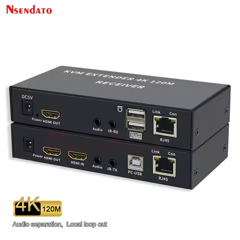 KVM Extender HDMI RJ45 4K HDMI Extender Cat6 120M HDMI KVM Ethernet Extender audio Kit over Lan Ethe