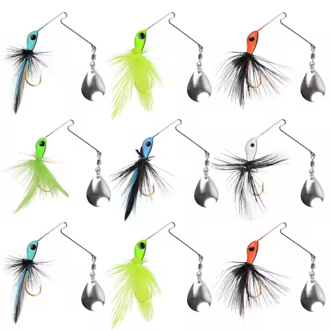 9Pcs/18Pcs Spinner Bait Metal Fishing Spinnerbait Lures for Pike Bass Trout Salmon Freshwater Saltwa