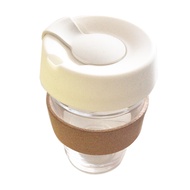 8.4oz 250ml Reusable Glass Coffee Cup Mug Silicone Lid with Non-Slip Cork Band Portable for Outdoor