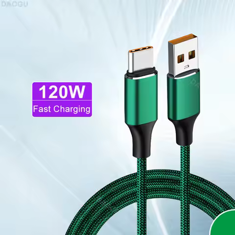 6A 120W 100W 66W Fast Charging Usb Cable Type C Cord for Huawei Honor Xiaomi Green Color Fast Charge