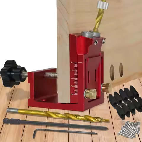Adjustable Pocket Hole Jig Kit 9mm Angle Drill Guide Woodworking Tool Hole Puncher Locator Jig Drill