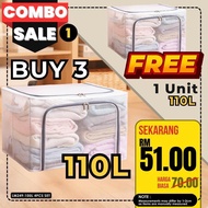 LargeCapacity 24L/72L/110L Waterproof Transparent Foldable Storage Box Oxford Box Storage Wardrobe O