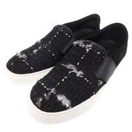 近全新 Chanel Coco Mark 斜紋軟呢休閒鞋 G31713 黑色絨面革 0891 [二手] CHANEL