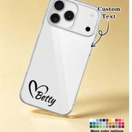 1pc Personalized Heart Pattern Customized Name Transparent Full Coverage Lens Hole Phone Case, Suita