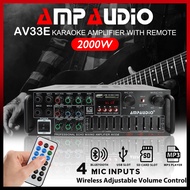 Karaoke Amplifier Ampaudio AV33E Bluetooth Stereo Amplifier Wireless Audio Home Karaoke Power Amplif