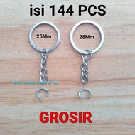 Grosir Ring gantungan kunci gepeng tebal uk 25mm Ring ganci Pipih Rantai Nikel aksesoris souvenir pe