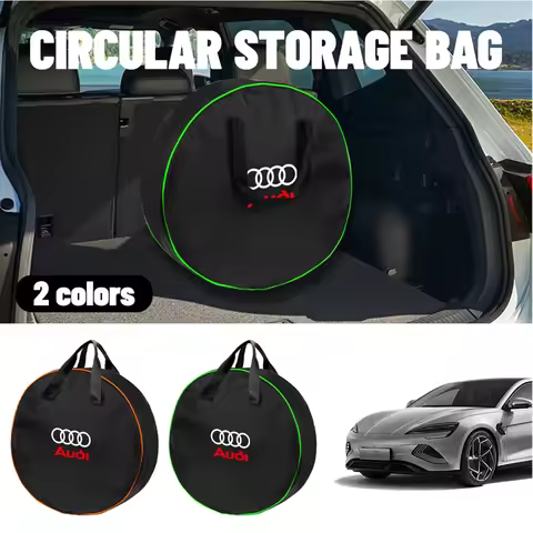 Car Charging Cable Storage Carry Bag Round Charger Cables Carry Bag for Audi Sline A3 8P 8L 8V A4 B8