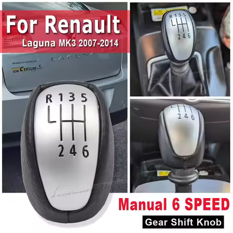 Car Gear Shift Knob Lever Stick Handball Black Leather For Renault Laguna 3 MK3 2007-14 Manual R6-Sp